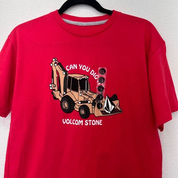 Volcom can you dig it red digger graphic mens‎ short sleeve NWT shirt boys Size: - Picture 4 of 7